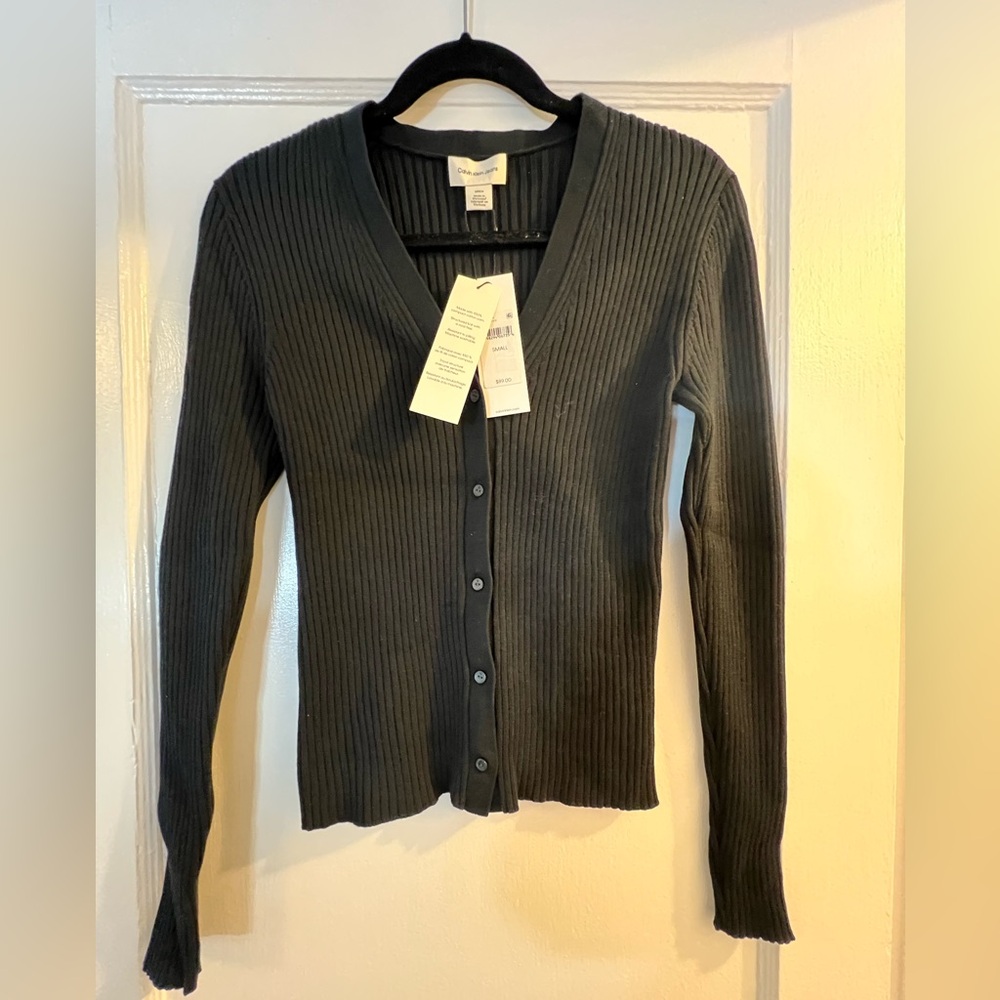 Calvin Klein Jeans Black Ribbed Cardigan